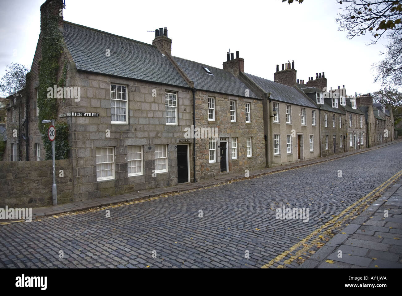 Stone built terraced granite houses of Old Aberdeen part of the city of