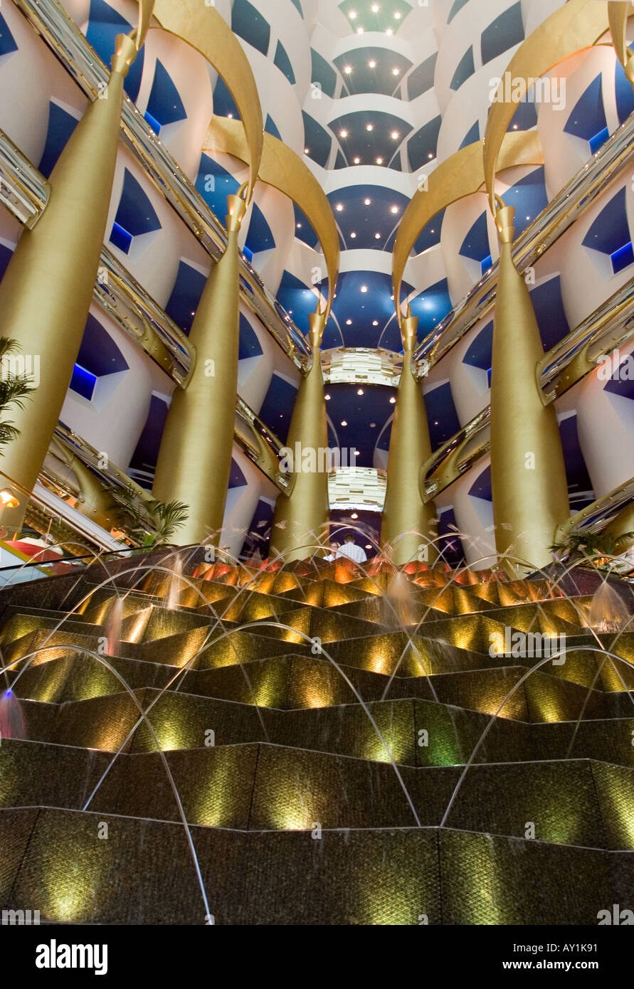 Burj Al Arab hotel view from the lobby area up to the suits levels ...