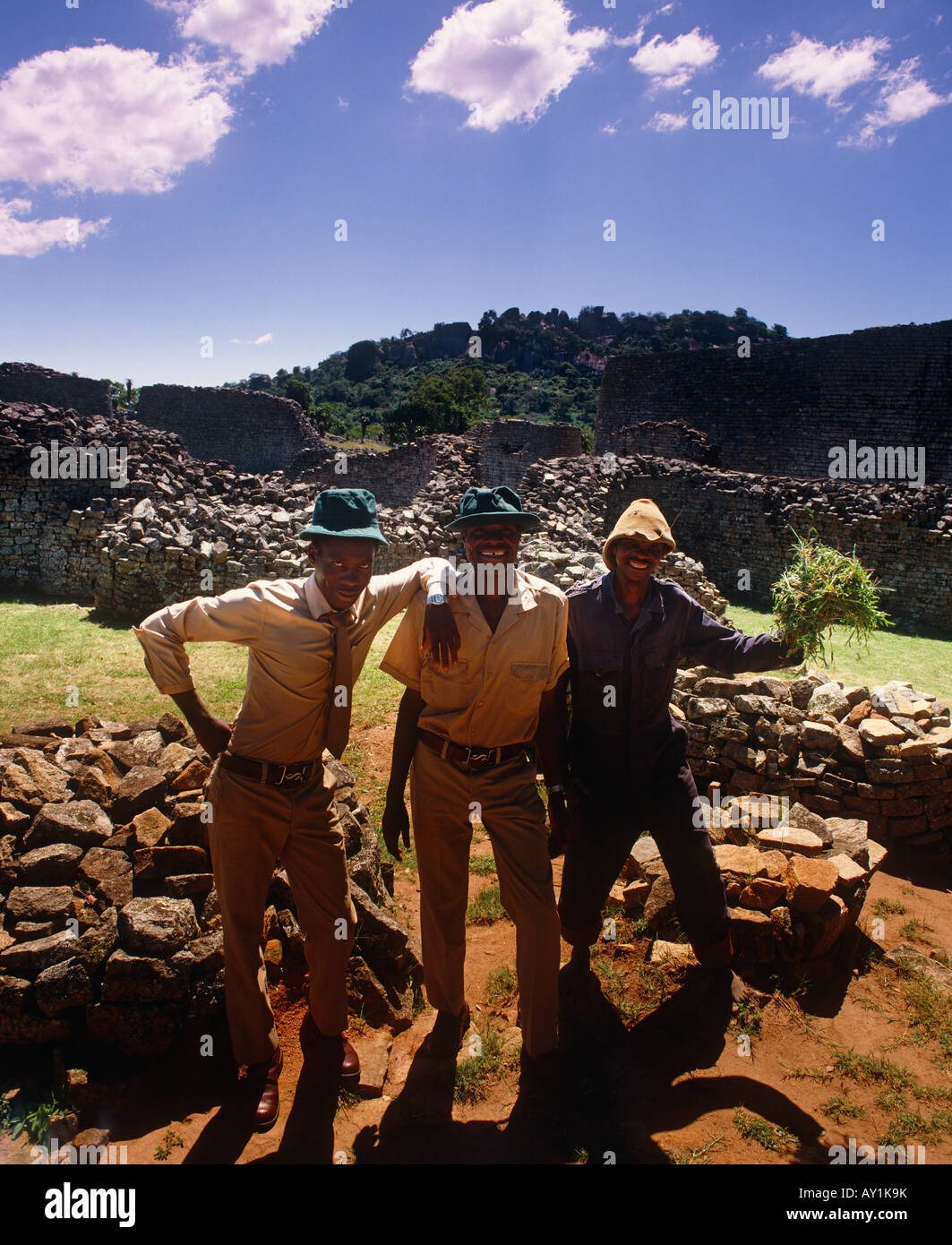 Great Wall historical site, Zimbabwe with Wardens Stock Photo