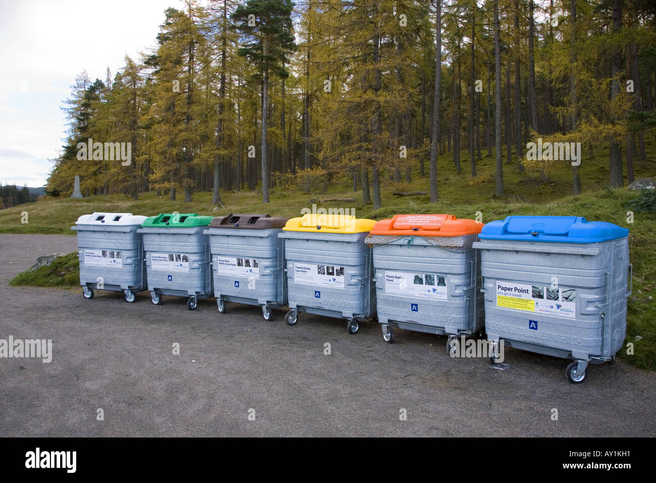 Wheelie bin. New metal recycling bins, paper reuse, plastic recycle in