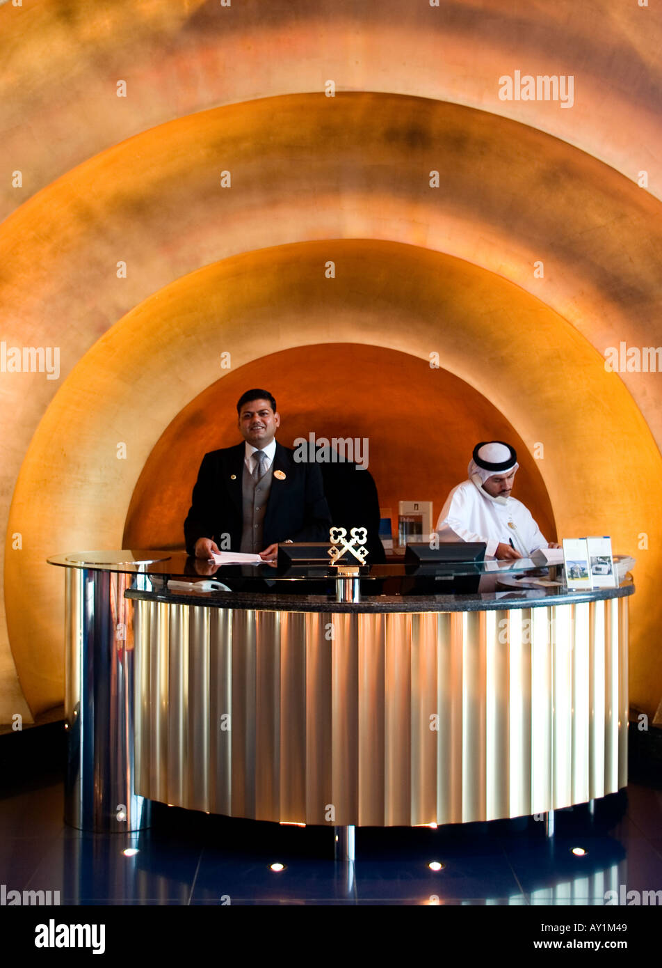 Burj Al Arab hotel the reception area Dubai United Arab Emirates Stock Photo