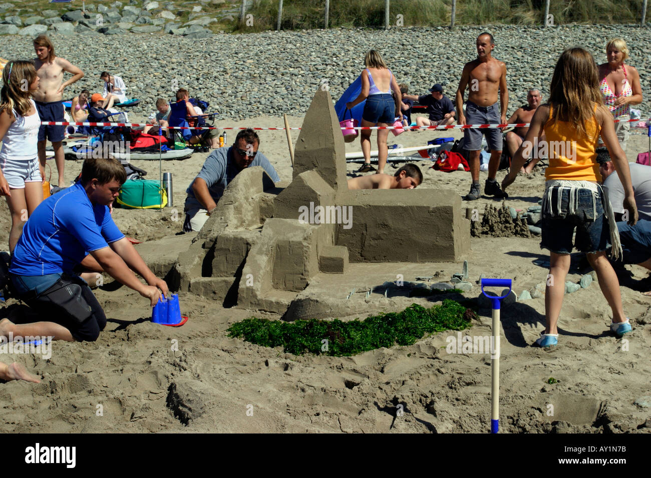 Church sandcastle competition Whitesands beach Pembrokeshire Stock ...