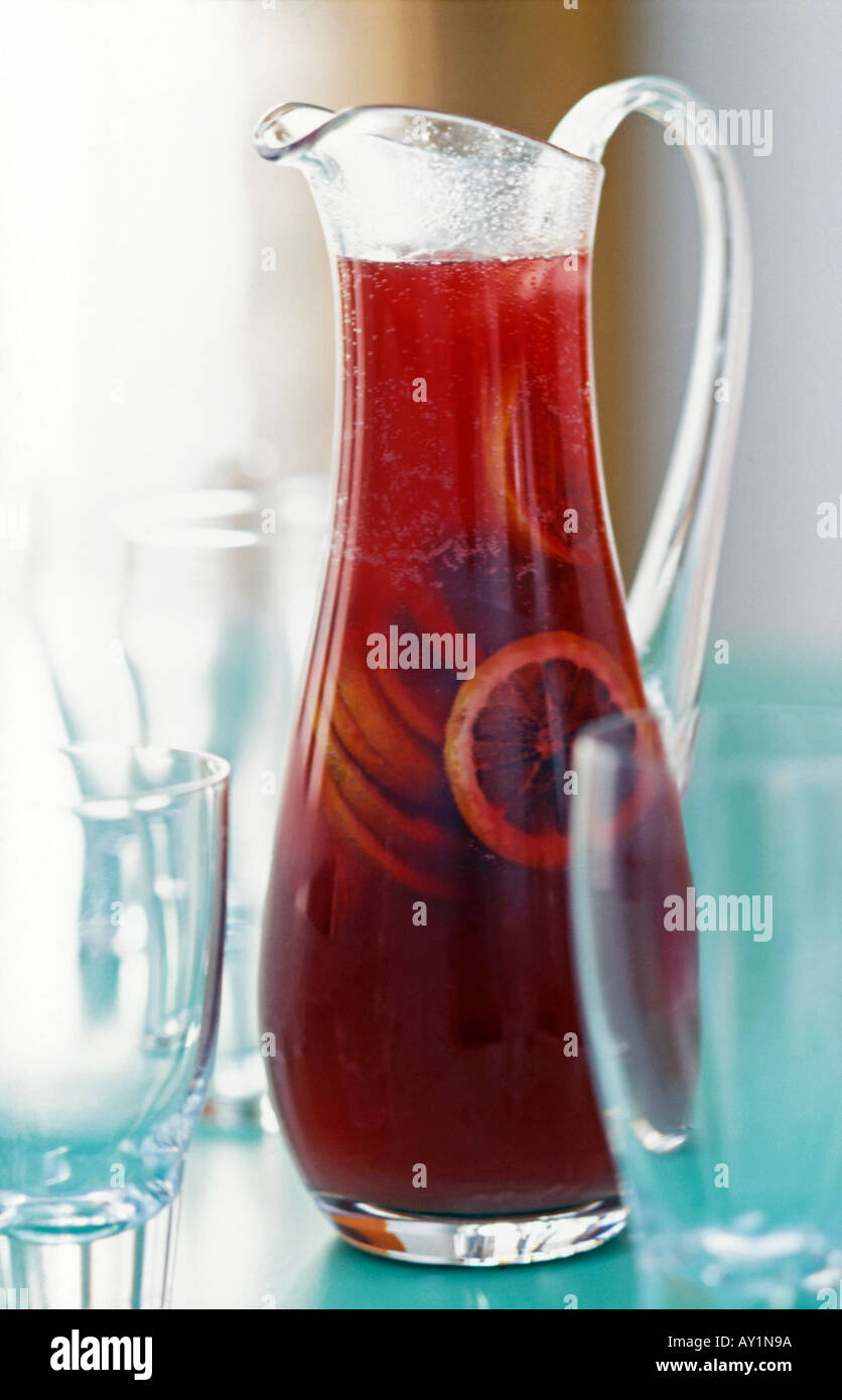 Sangria in a pitcher and in glasses Stock Photo - Alamy