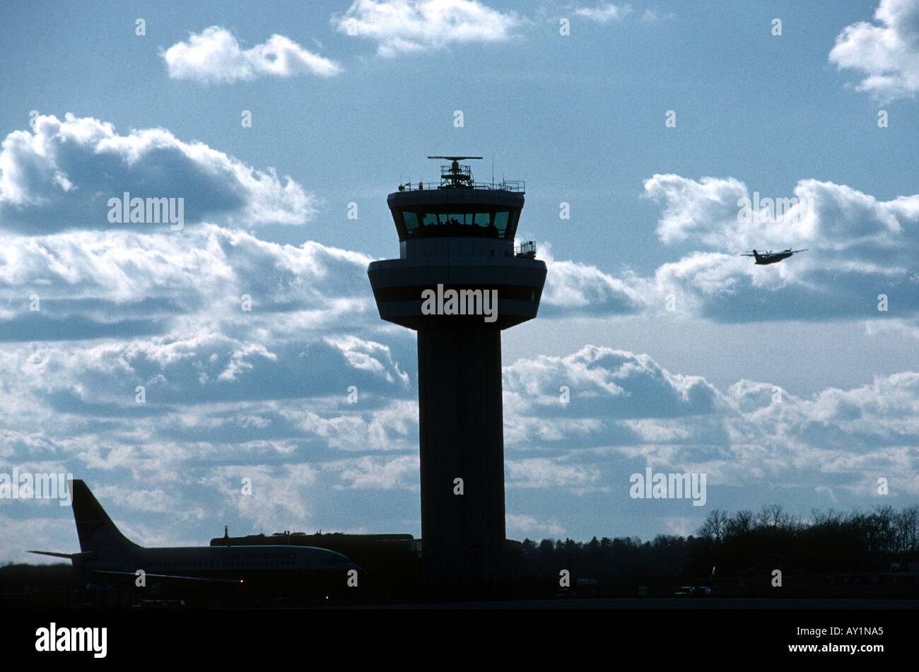 Gatwick air traffic control tower Stock Photo