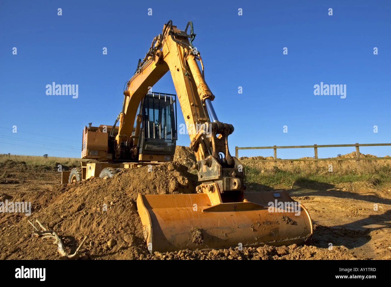 an earth mover on a construction site Stock Photo Alamy