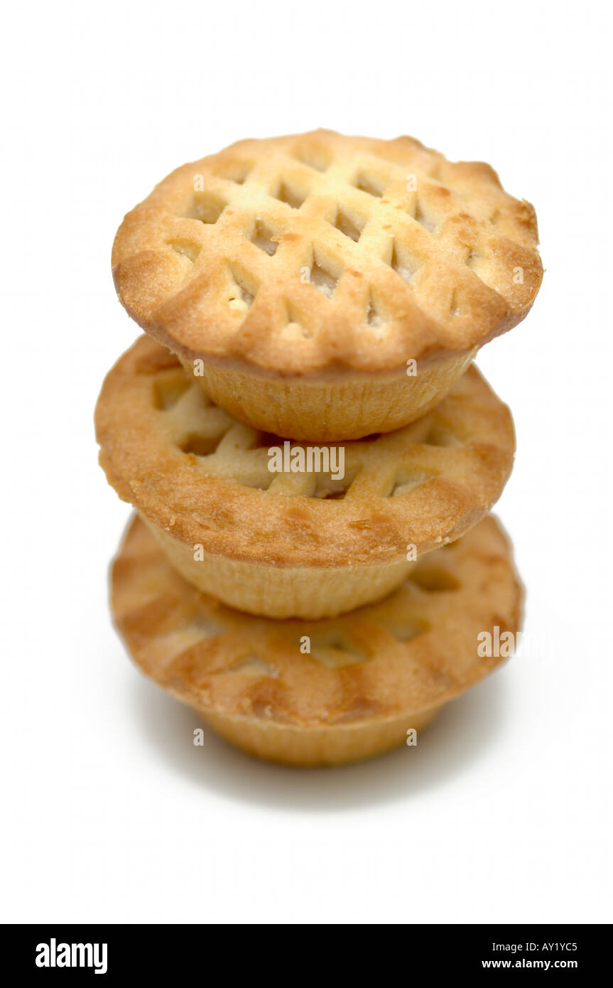 Stack of 3 three Bramley apple pies traditional english dessert on