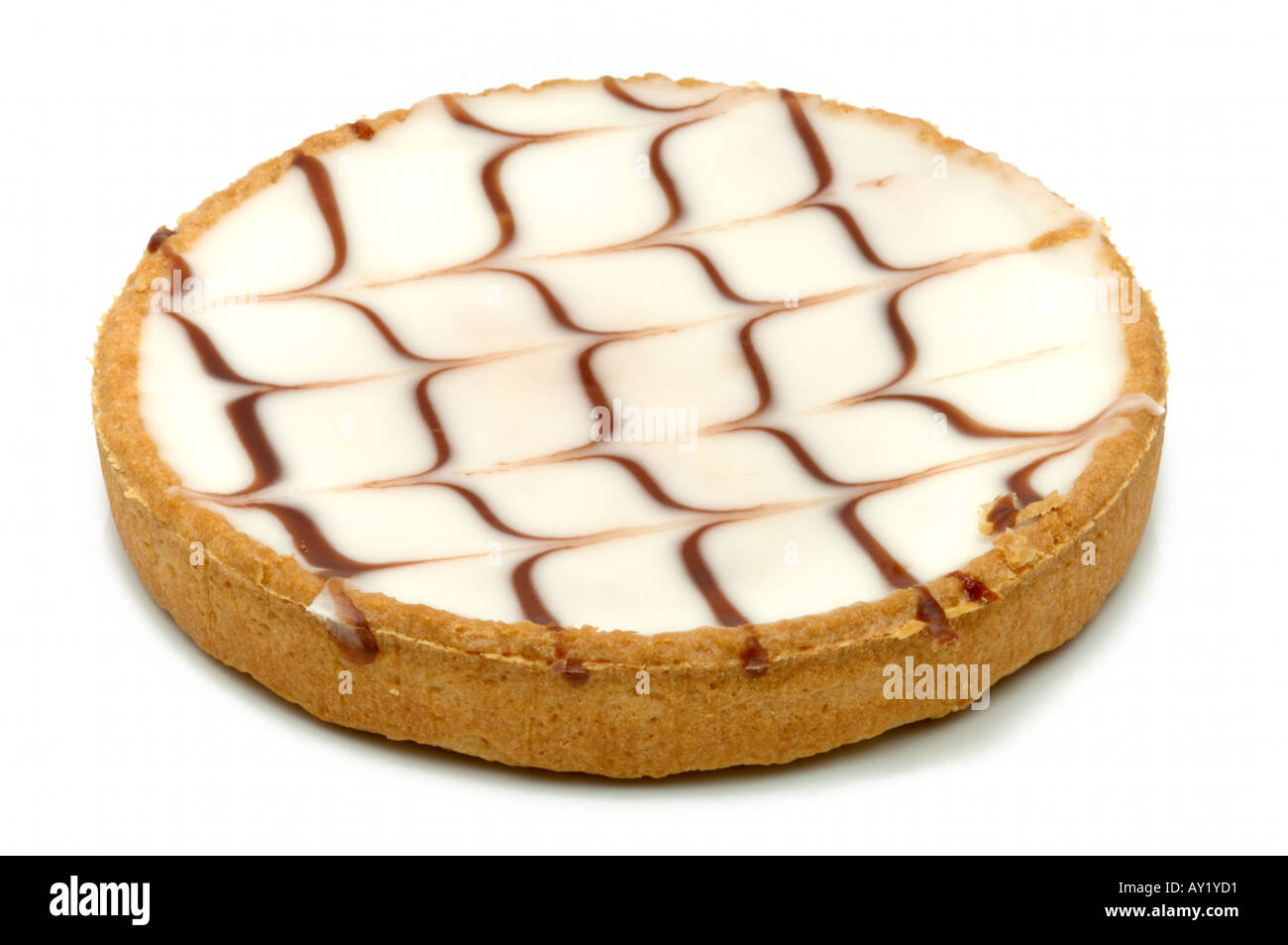 Whole Bakewells tart traditional english dessert on white background Stock Photo