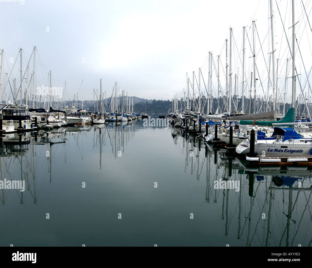 Yacht Harbor in the early day sailboats reflections Stock Photo - Alamy