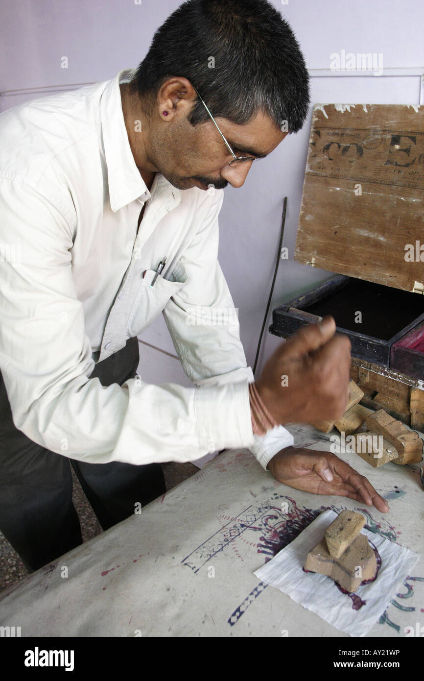 Block printing is demonstrated in Jaipur, Rajasthan. Camel shaped