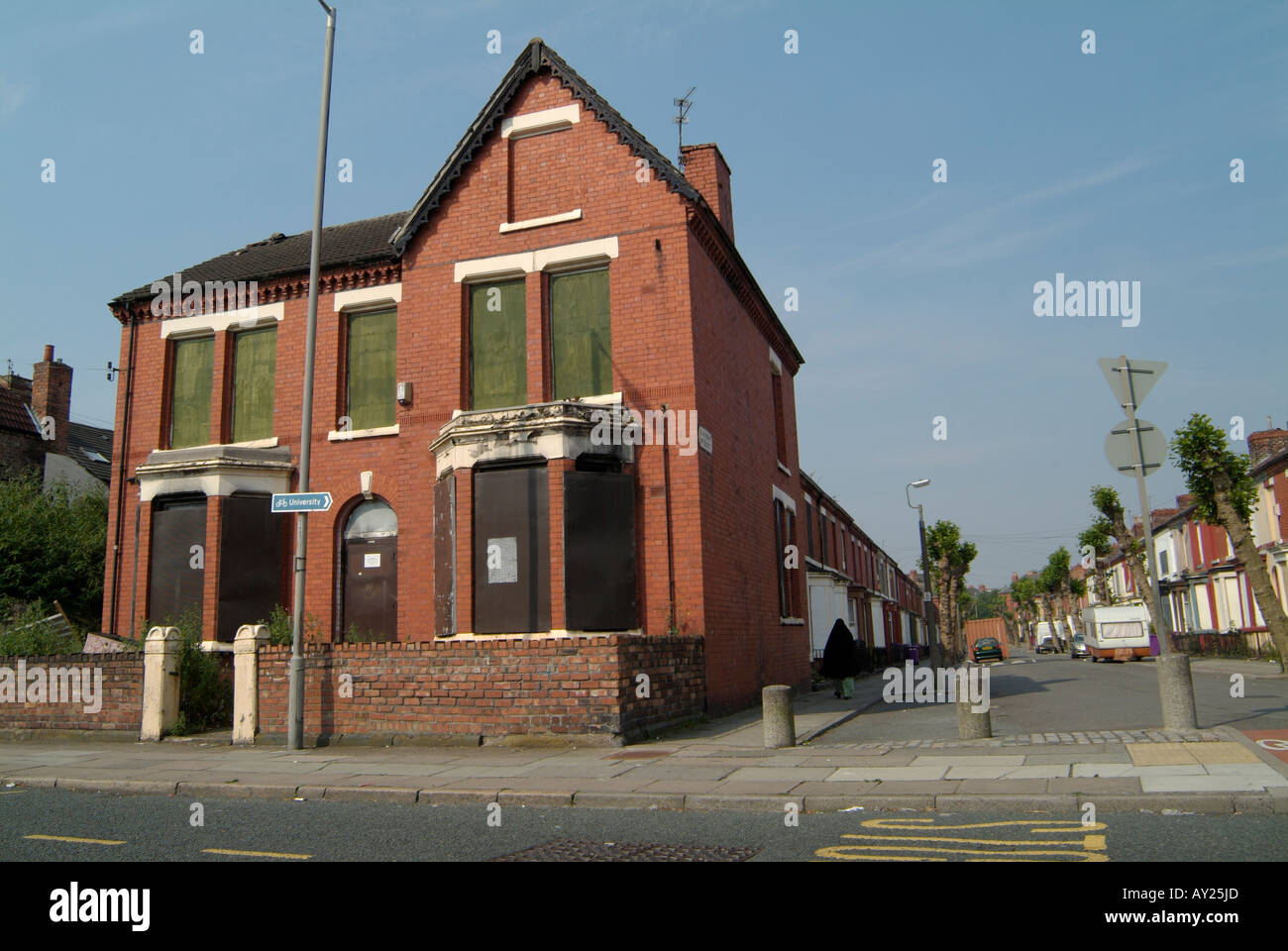 Derelict and boarded housing in Cairns Street off the infamous Granby