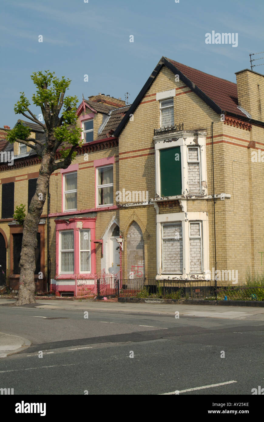 Derelict and boarded housing in Jermyn Street off the infamous Granby