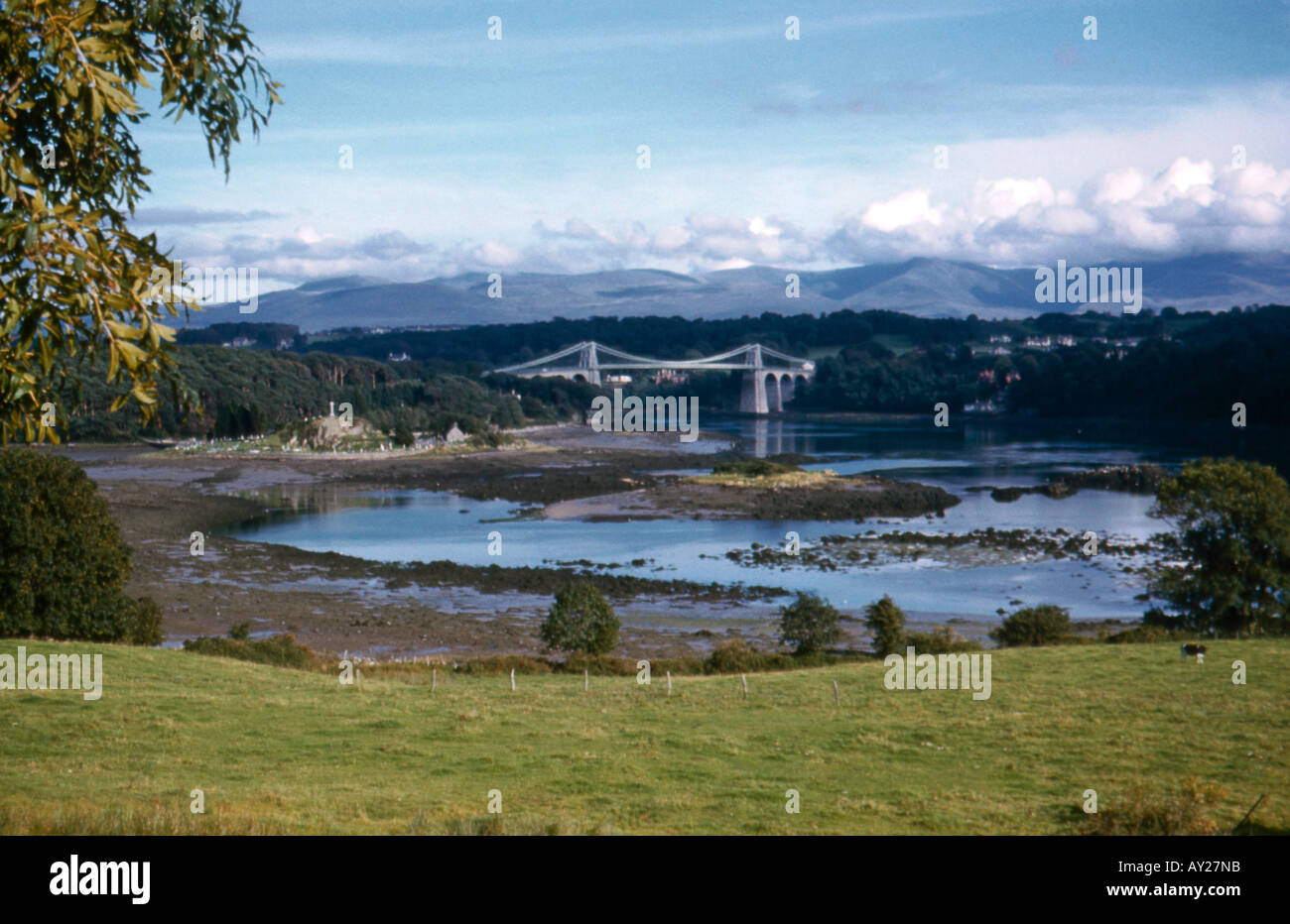 Menai Suspension bridge Telford Wales Stock Photo