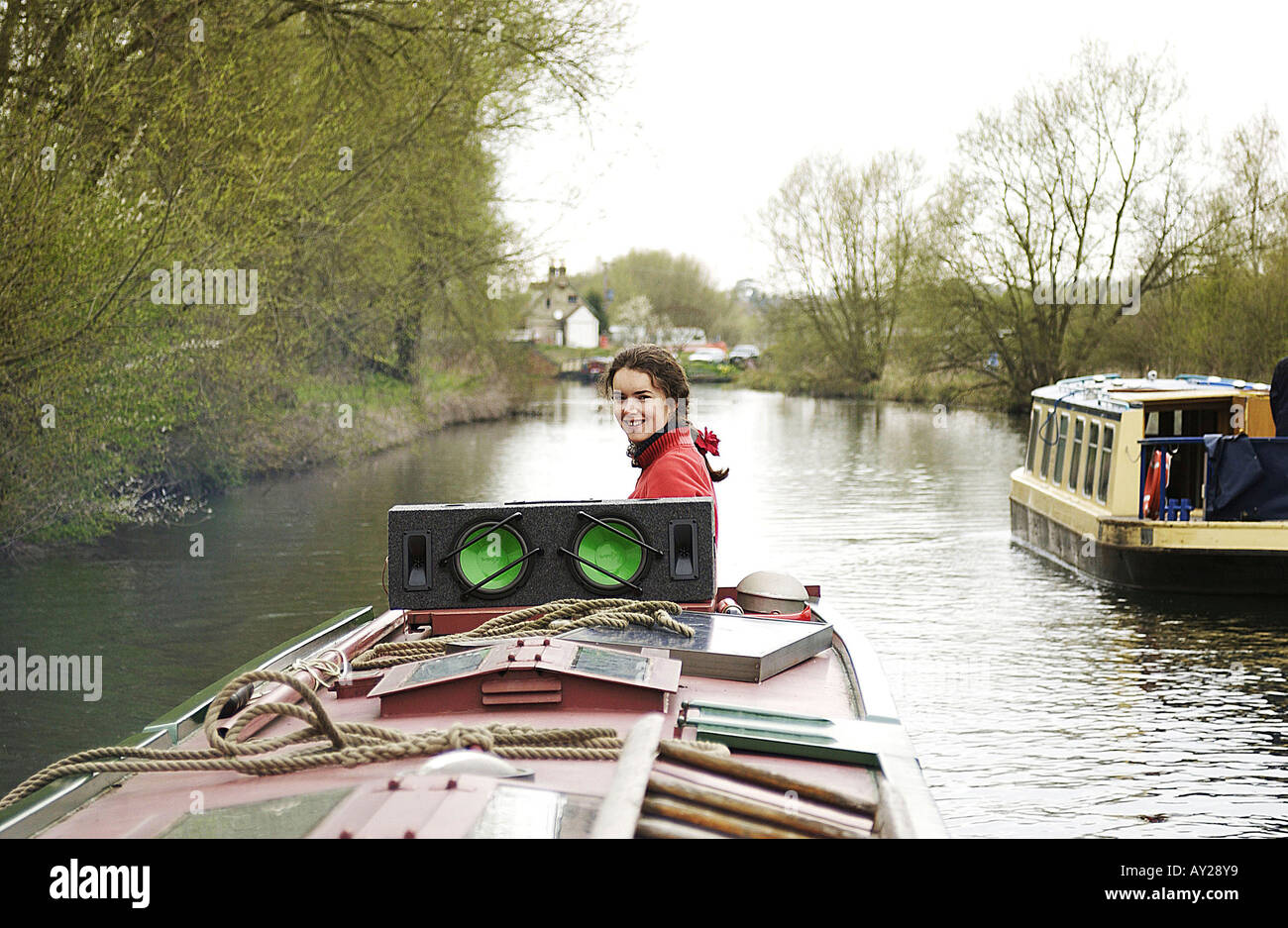 Female steering barge hi-res stock photography and images - Alamy
