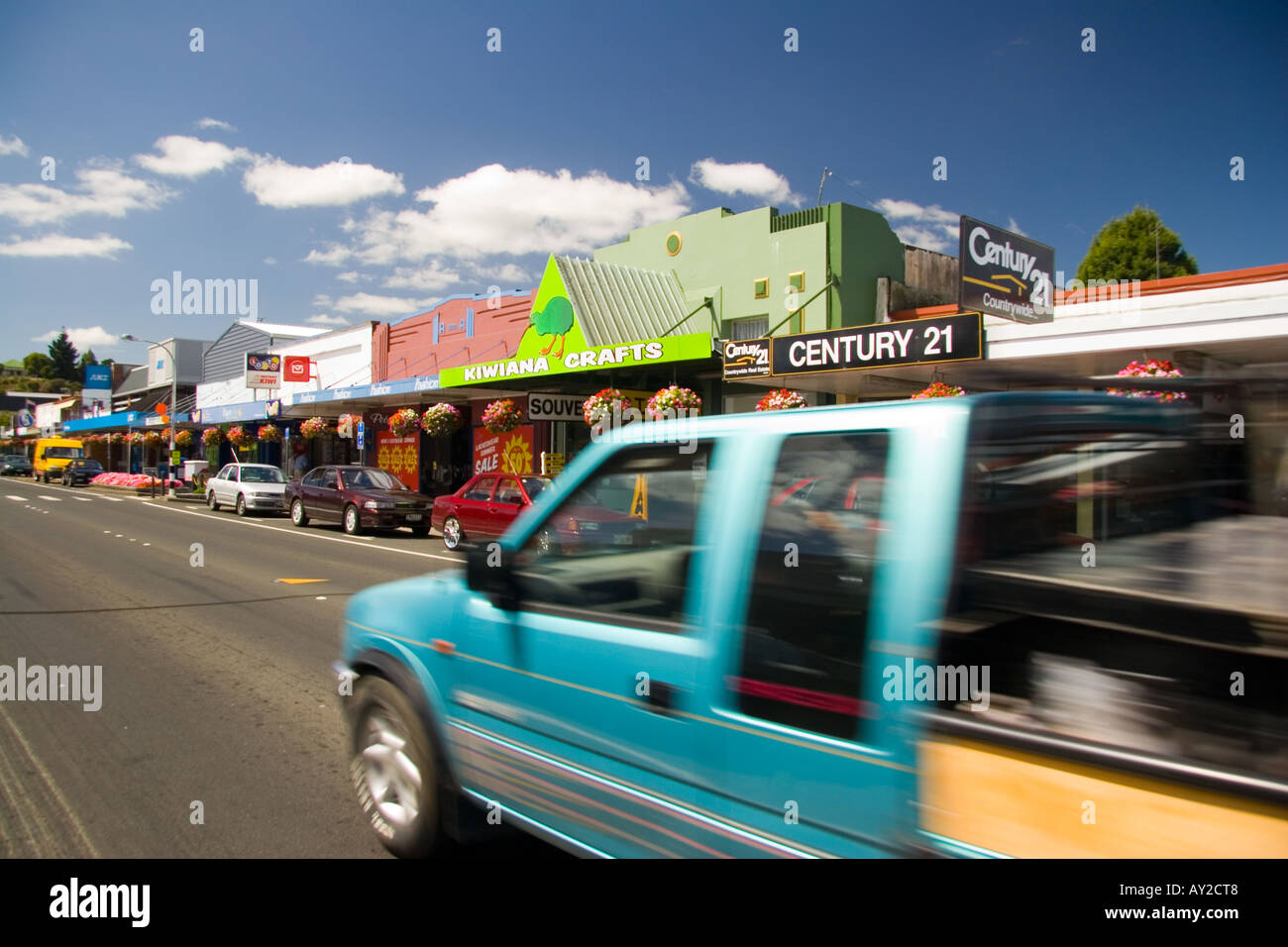 speeding truck on main street otorohanga king country new zealand Stock Photo
