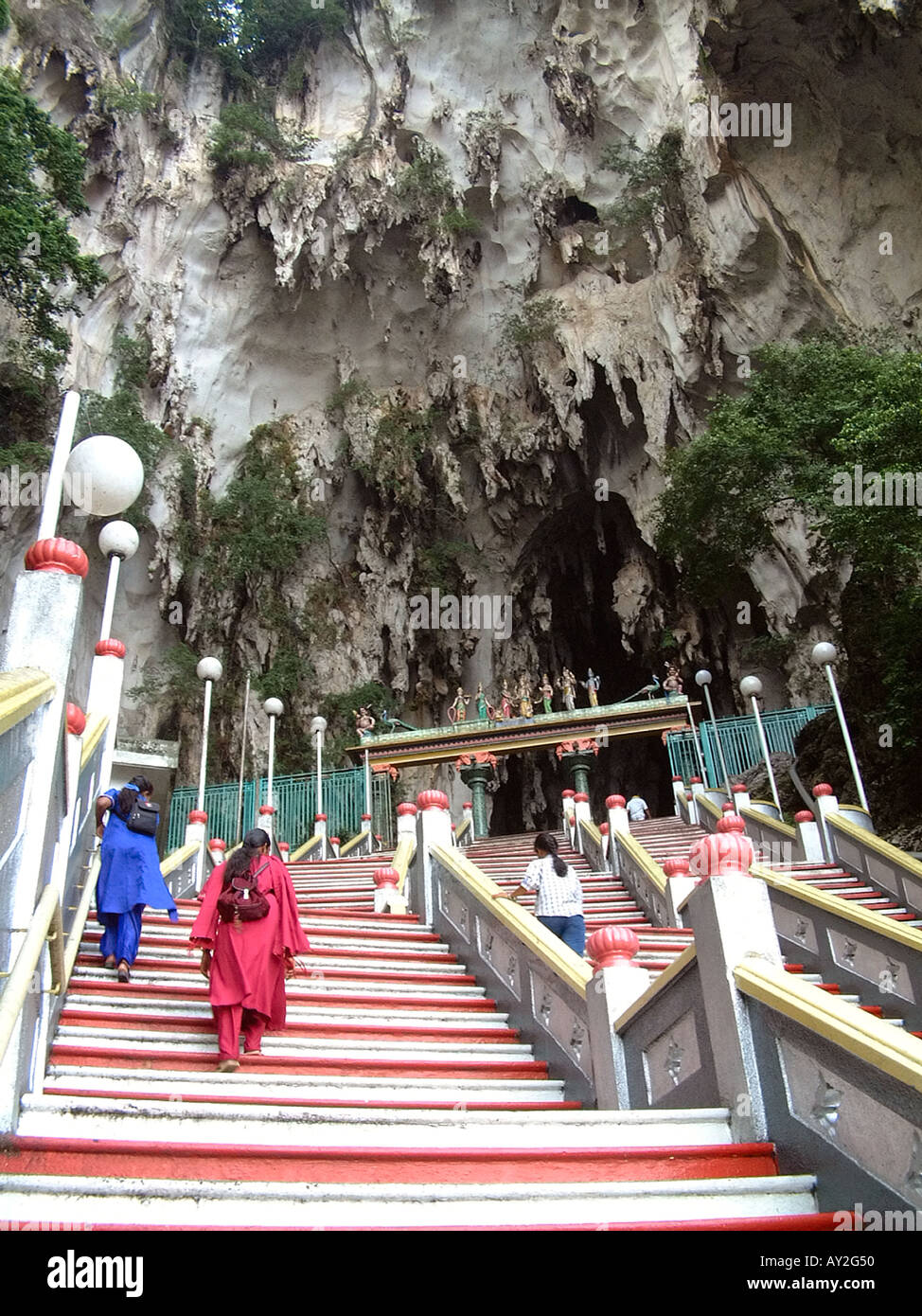 Hindu Pilgrimage up 272 steps to shrine in the Batu Caves near Kuala Lumpur Malaysia Stock Photo