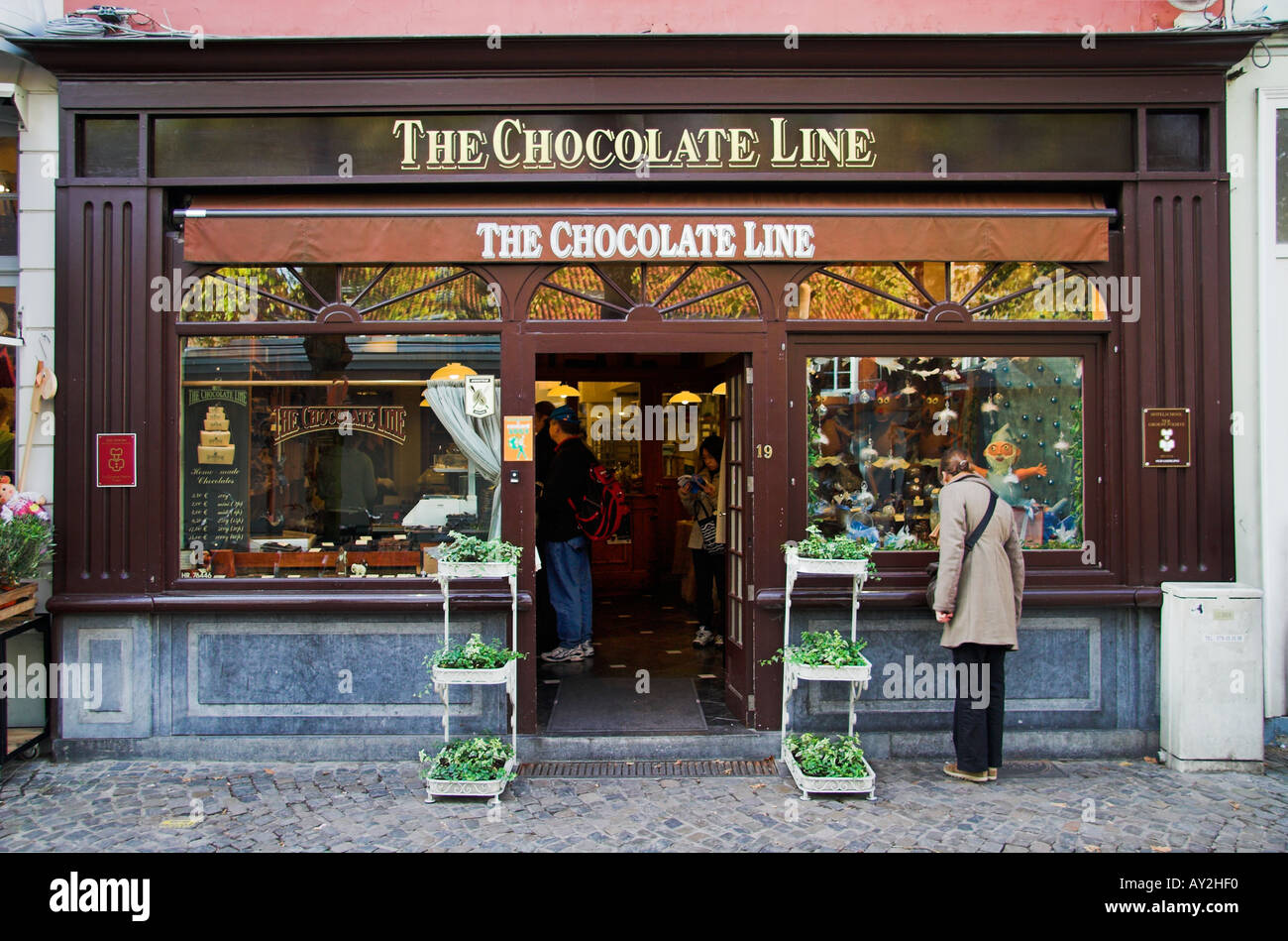 The Chocolate Line chocolate shop Steenplein Brugge Belgium Stock Photo Alamy
