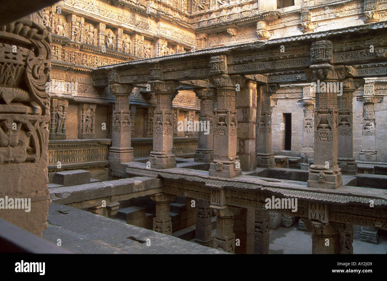 Patan step well called the Rani ki vav, Gujarat, India. Built about 1050 A.D. Stock Photo