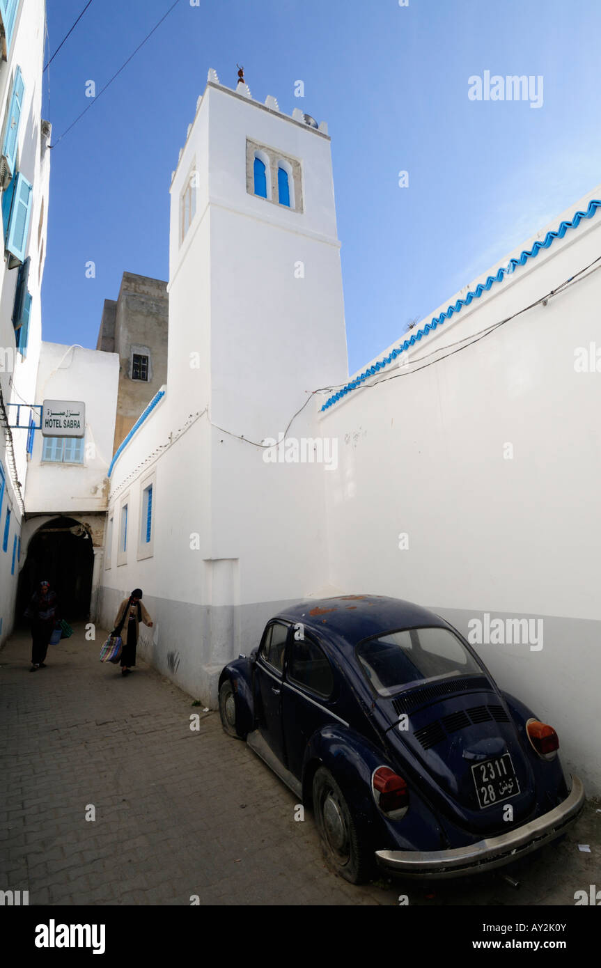 M Sid El Koubba Mosque And Vw Beetle Car In Tunis Medina Tunisia