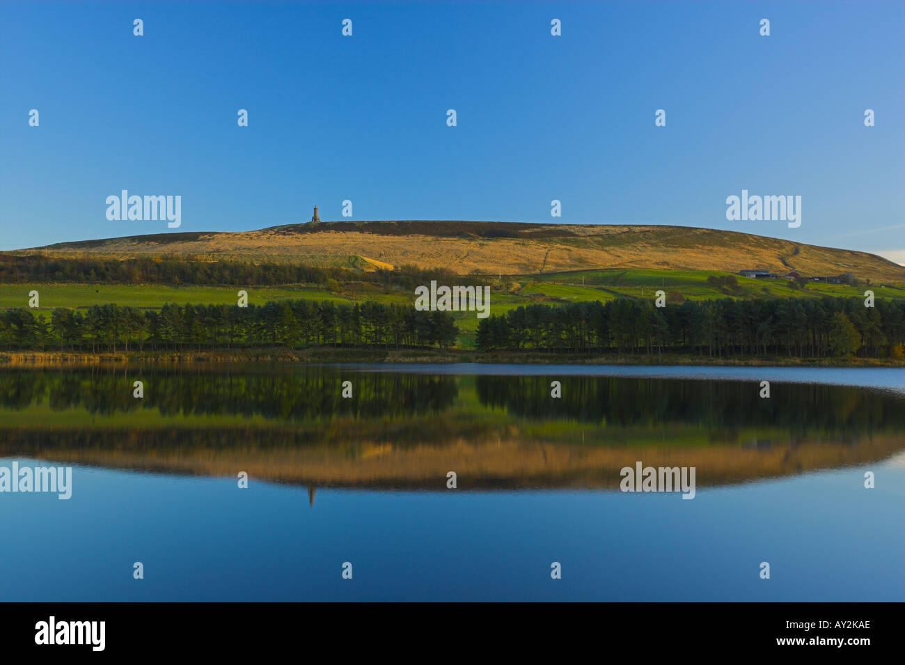 Earnsdale Reservoir and Darwen Tower autumn Lancs Uk Stock Photo Alamy