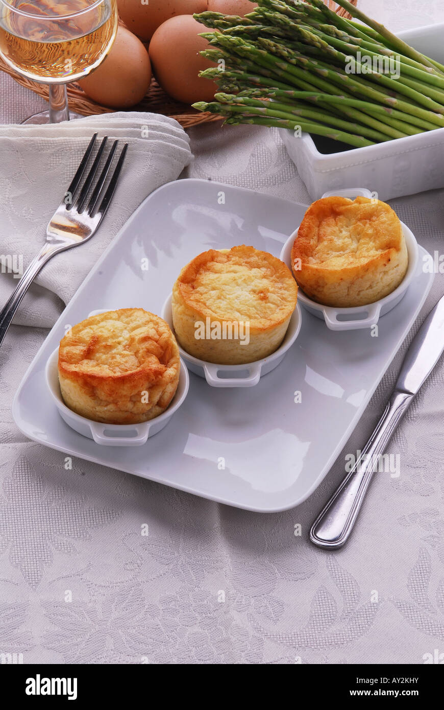 Souffles with asparagues - Vegetarian kitchen Stock Photo