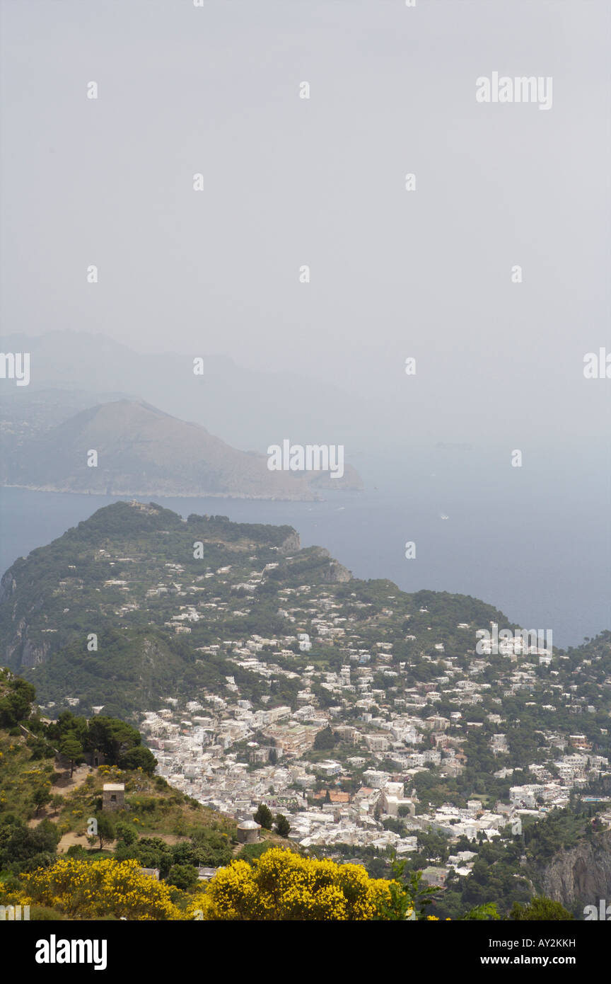 The view from Anacapri on the Isle of Capri off the coast of Sorrento on the Italian Riviera. Stock Photo