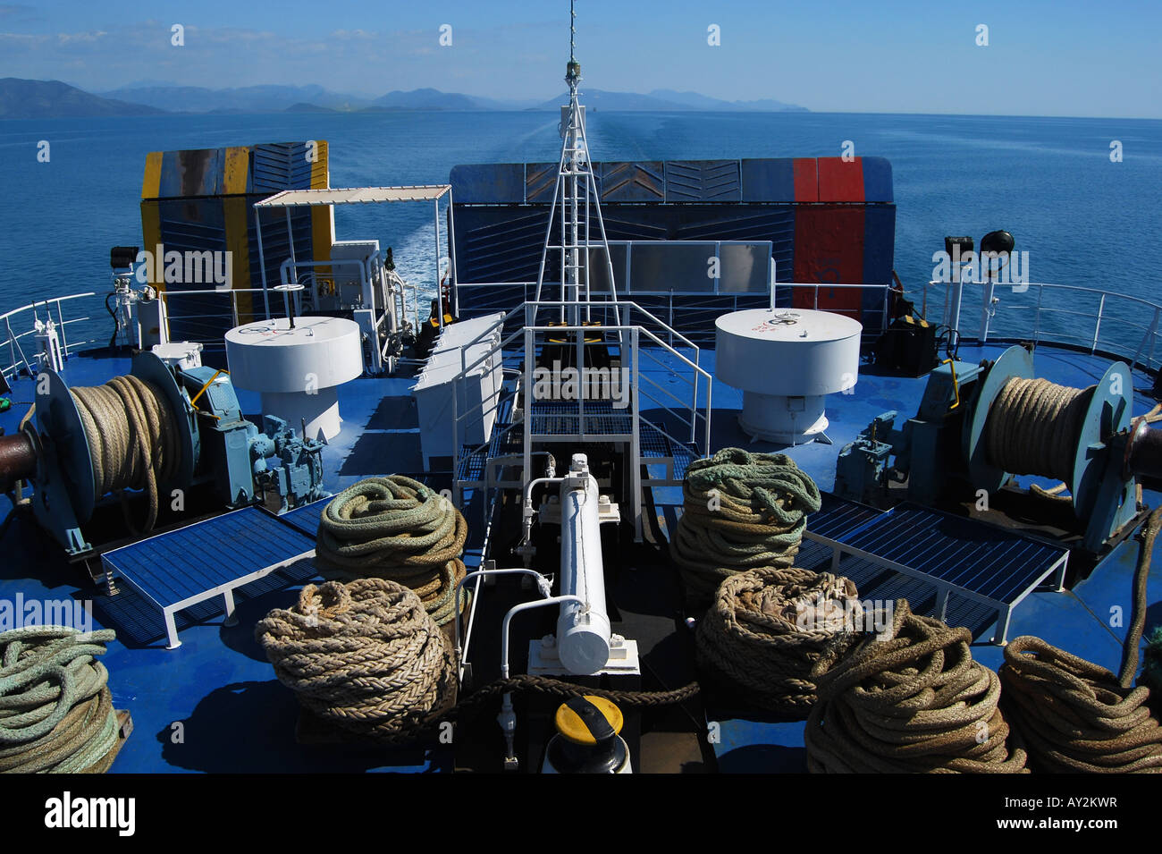 The rear deck of a ferry boat Stock Photo Alamy