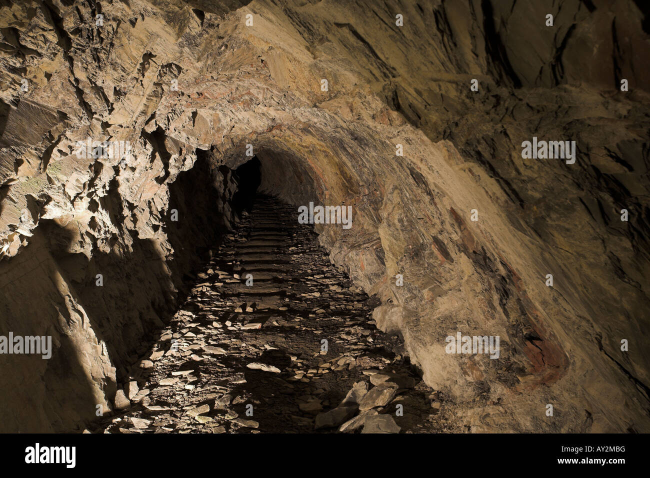 Mine Shaft at the Llanfair Slate Caverns near Harlech, Gwynedd, North Wales, UK. Stock Photo