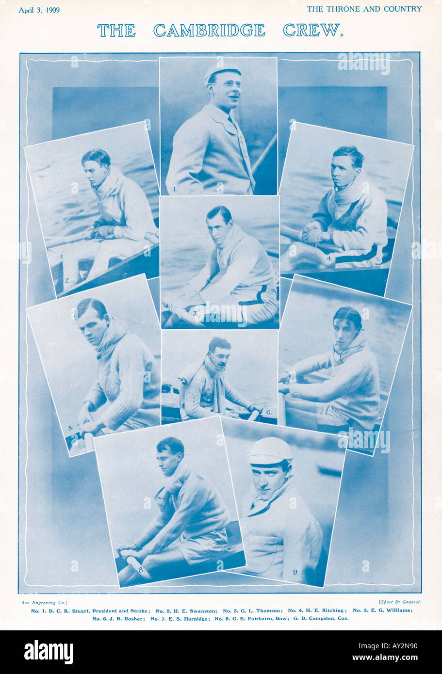 Cambridge Boat Crew 1909 Stock Photo