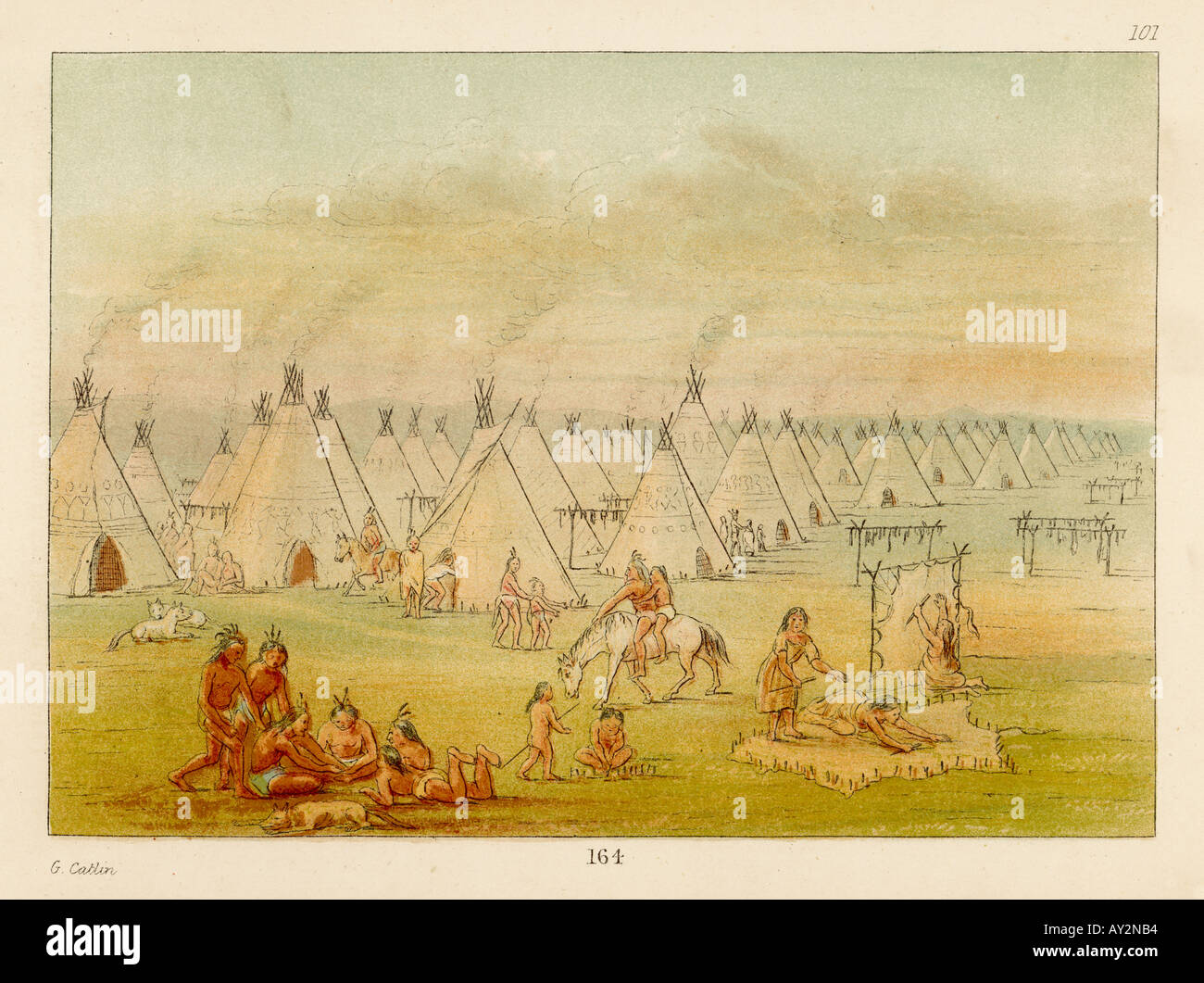 Comanche Village Catlin Stock Photo Alamy