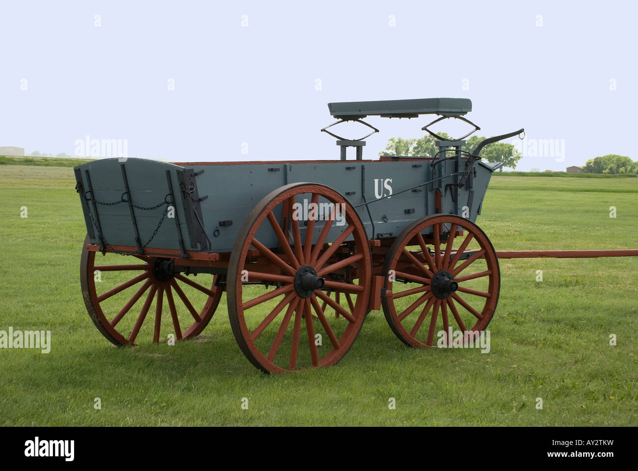 Old wagon at Fort Larned National Historic Site, Kansas, USA Stock Photo