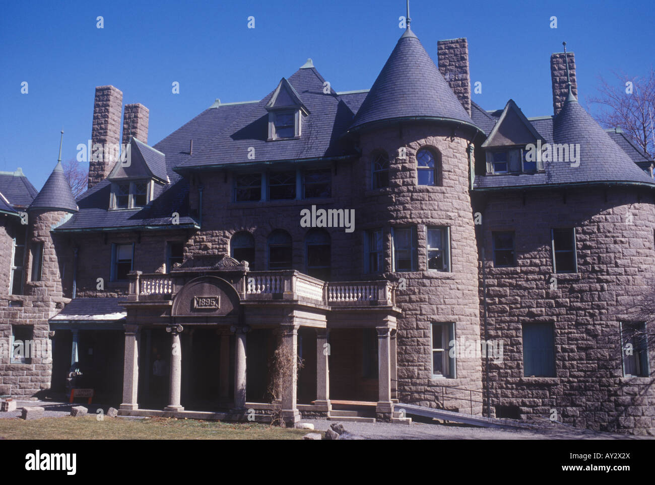 The Turrets, summer house at Bar Harbor Maine, dated 1895 on porch in