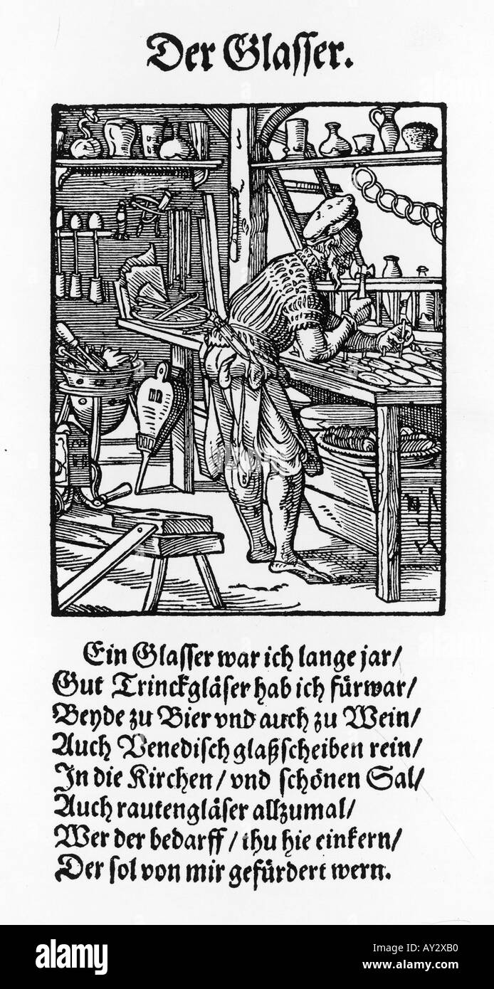 16th Century Glassworker Stock Photo