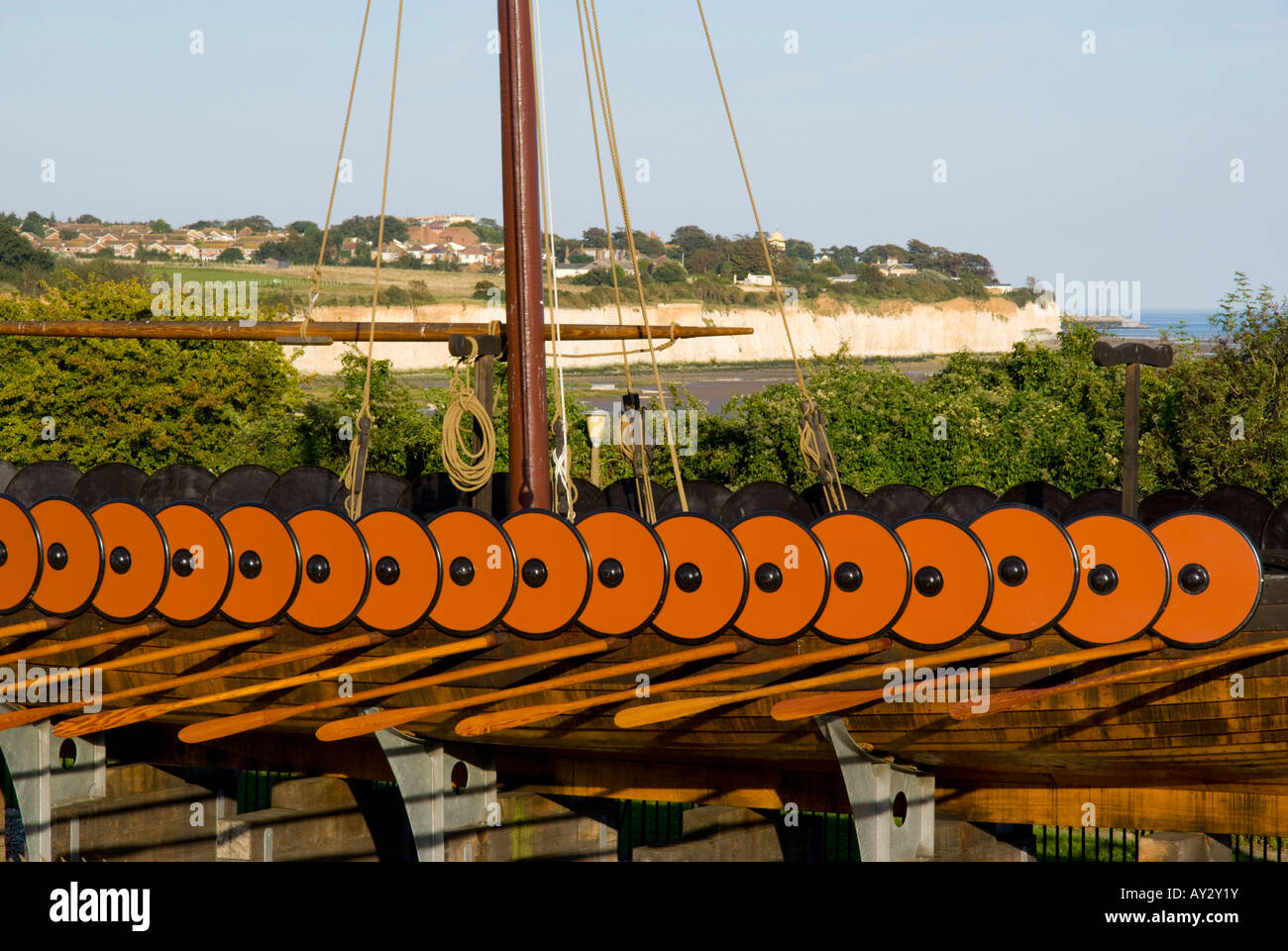 Viking ship and shields hires stock photography and images Alamy