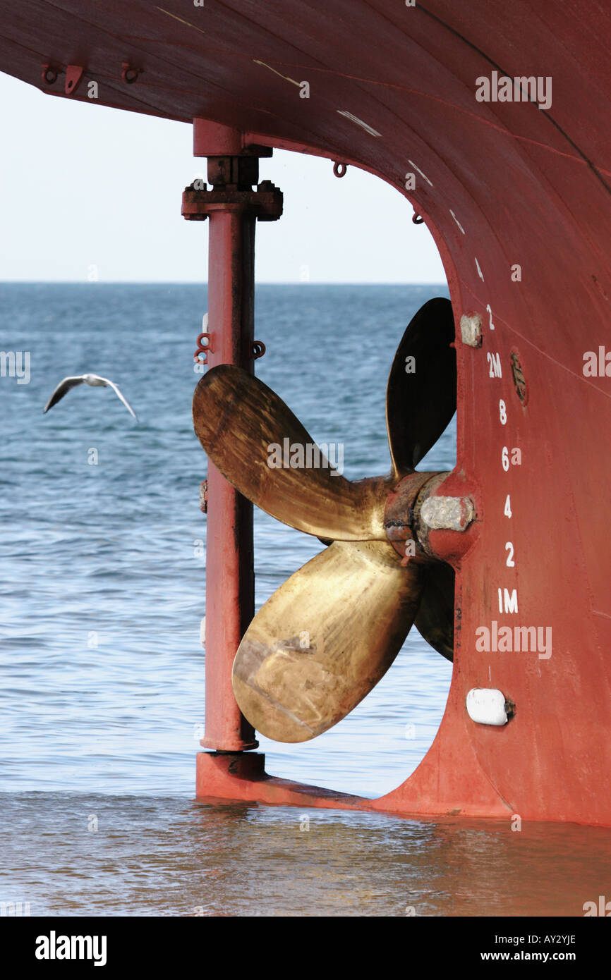 A beached ship and its propeller. Stock Photo
