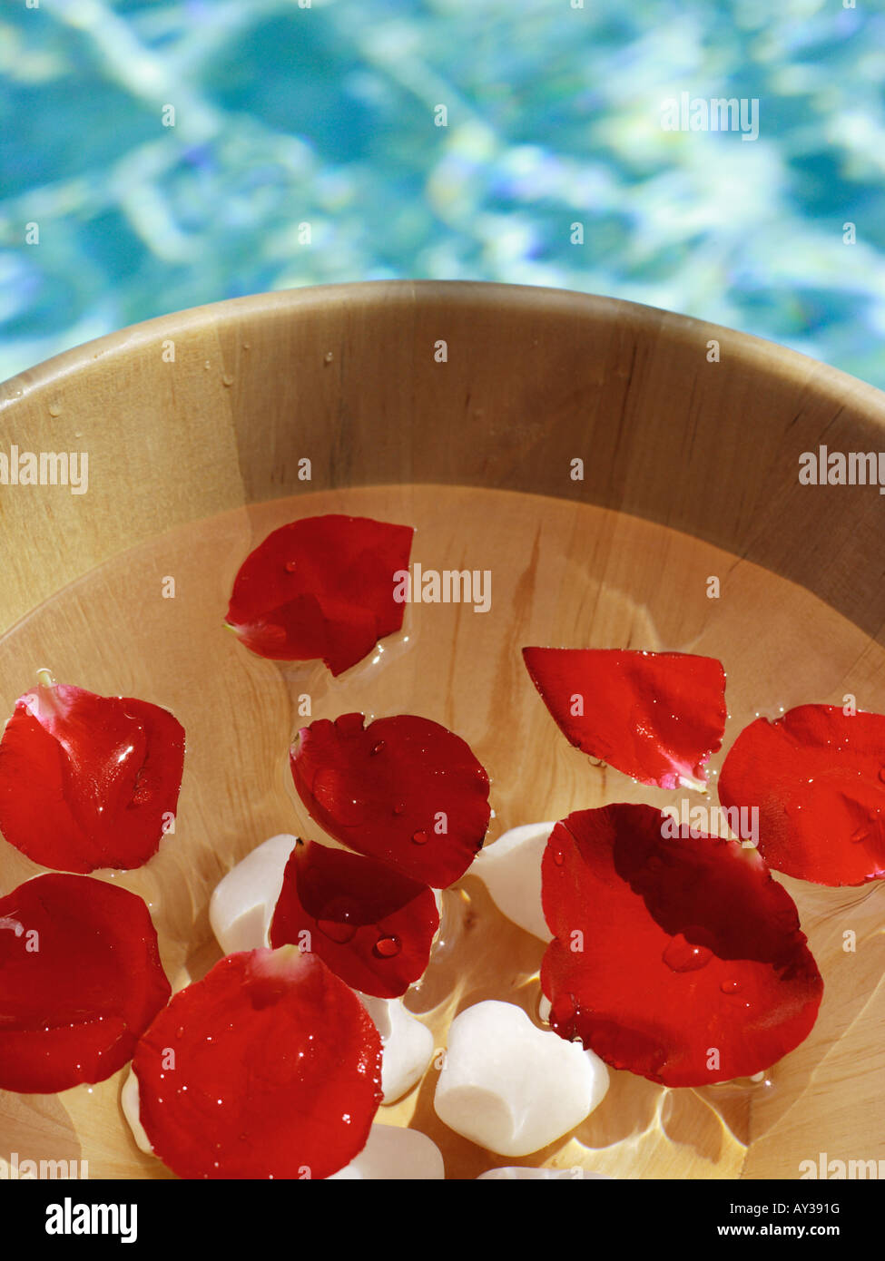 Close-up of rose petals floating in a bowl Stock Photo - Alamy