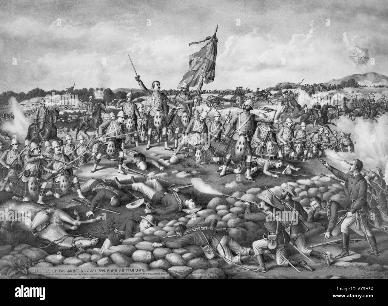 Battle of Belmont in the Boer War in Black and White Stock Photo