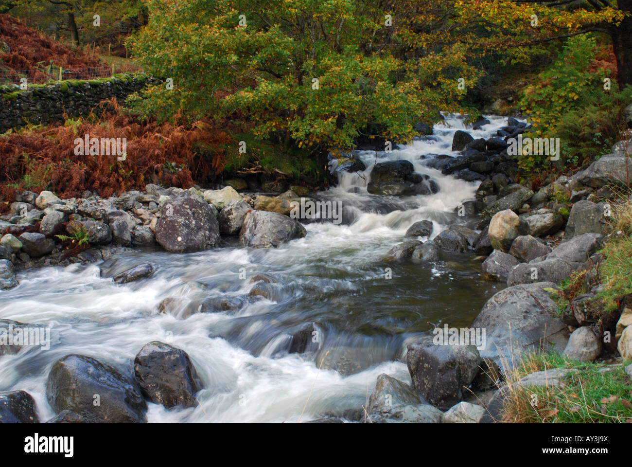 Hause Gill in the English Lake District between Buttermere and Borrowdale Stock Photo