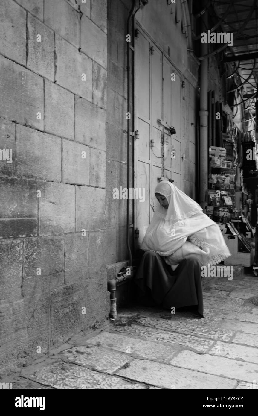 At the entrance to the courtyard of the Holy Sepulchre Stock Photo