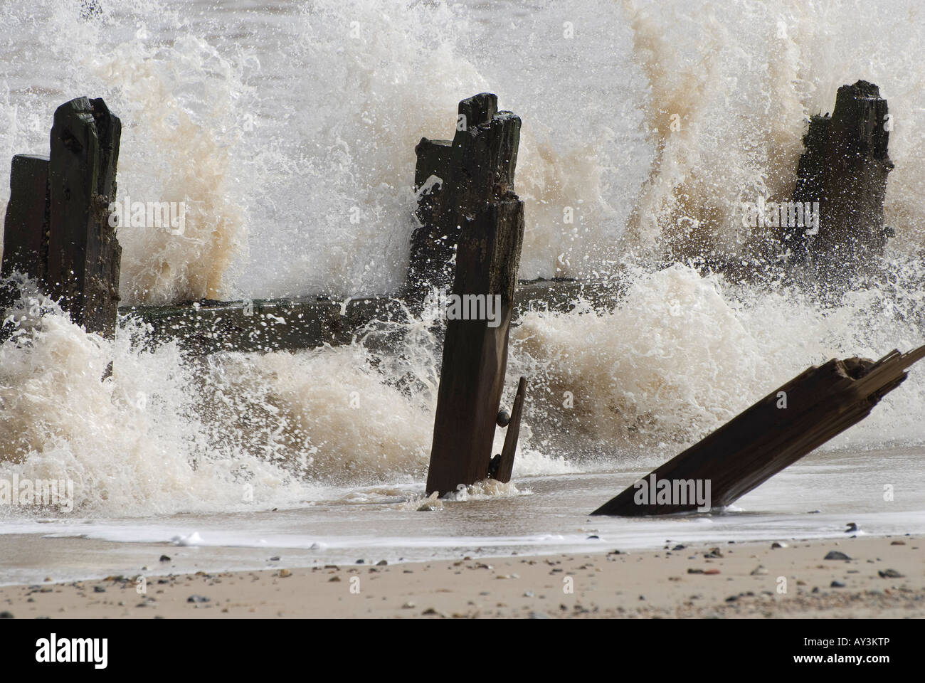Broken Defences Happisburgh Beach Norfolk High Resolution Stock ...