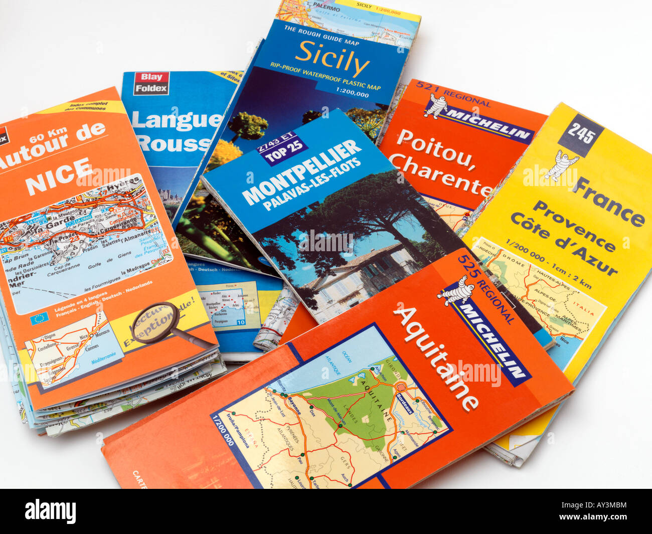 Selection of Touring Road Maps Stock Photo