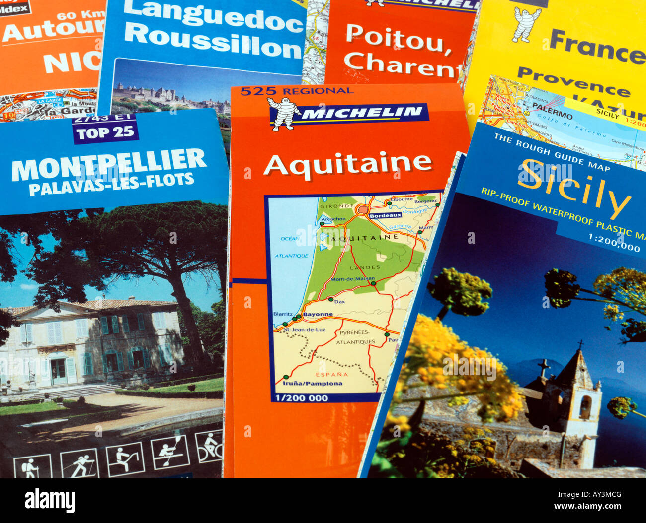 Selection of Touring Road Maps Stock Photo