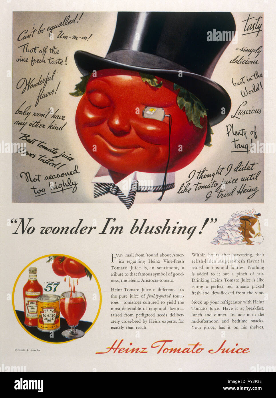 Heinz Tomato Juice Ad Stock Photo Alamy