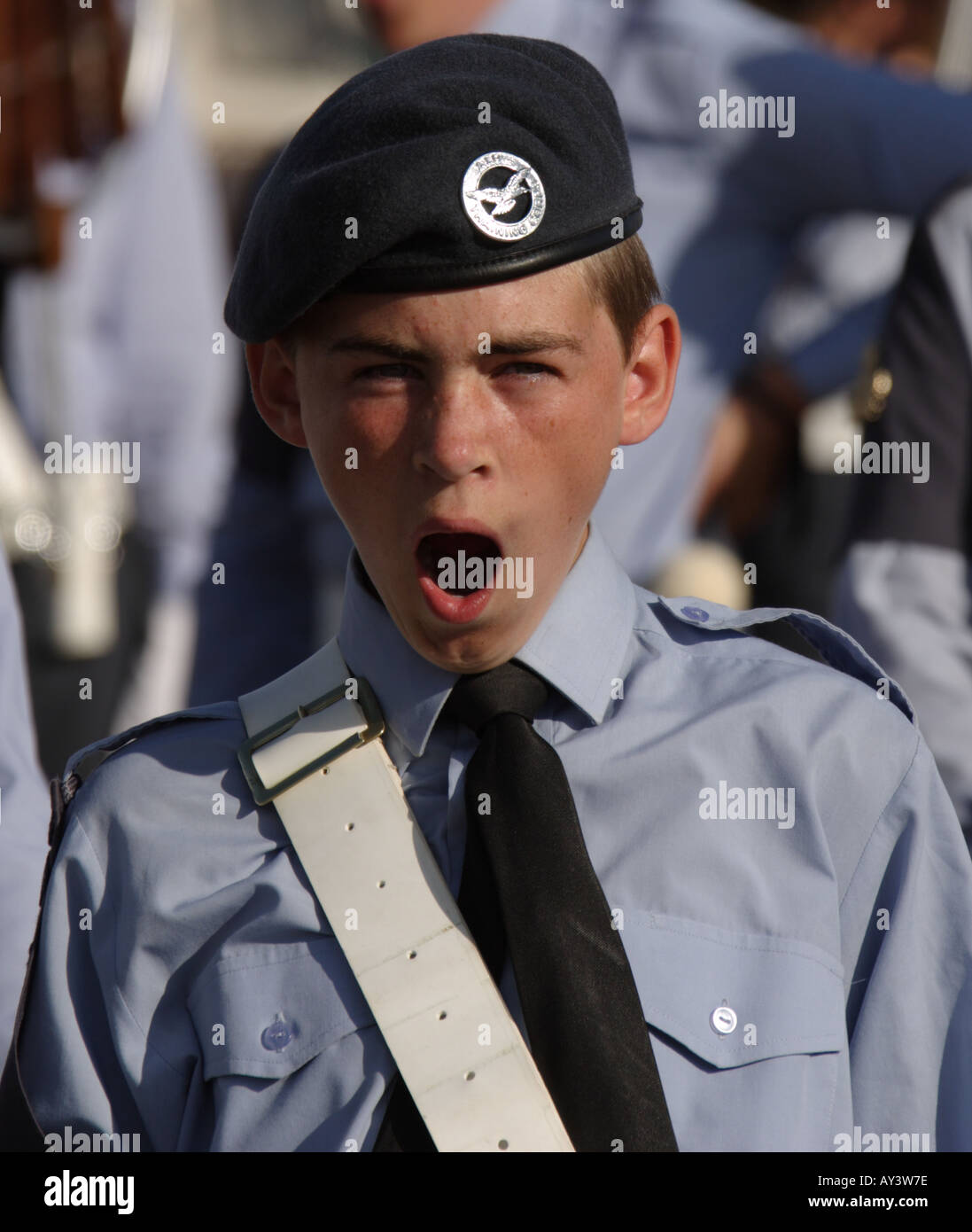 ATC Cadet yawning on parade Stock Photo