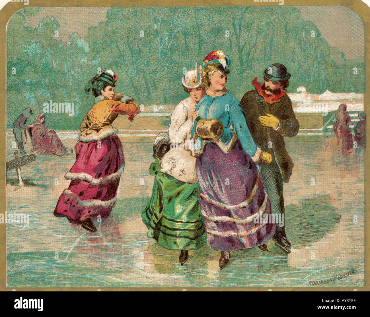 Ice Skating 1870 Stock Photo Alamy