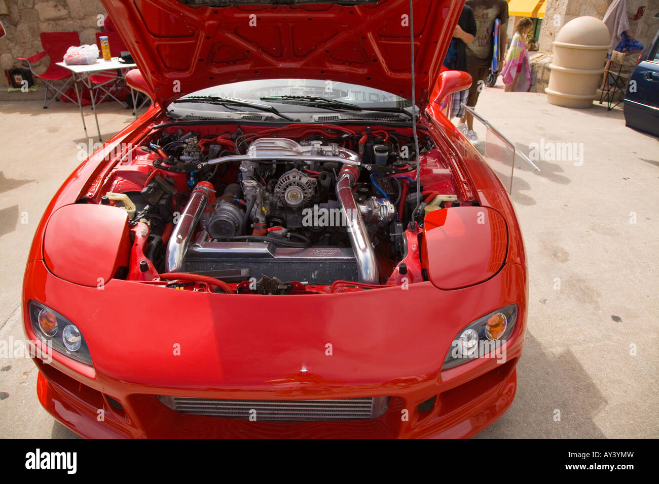 Car show in Daytona Beach; Florida; USA with modified cars with large