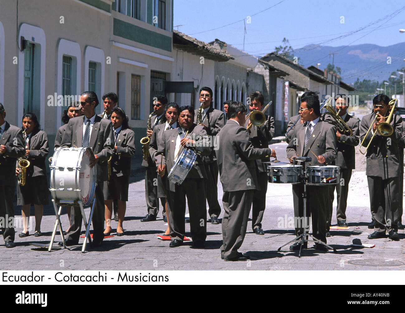 Ecuador Cotacachi Musicians Stock Photo