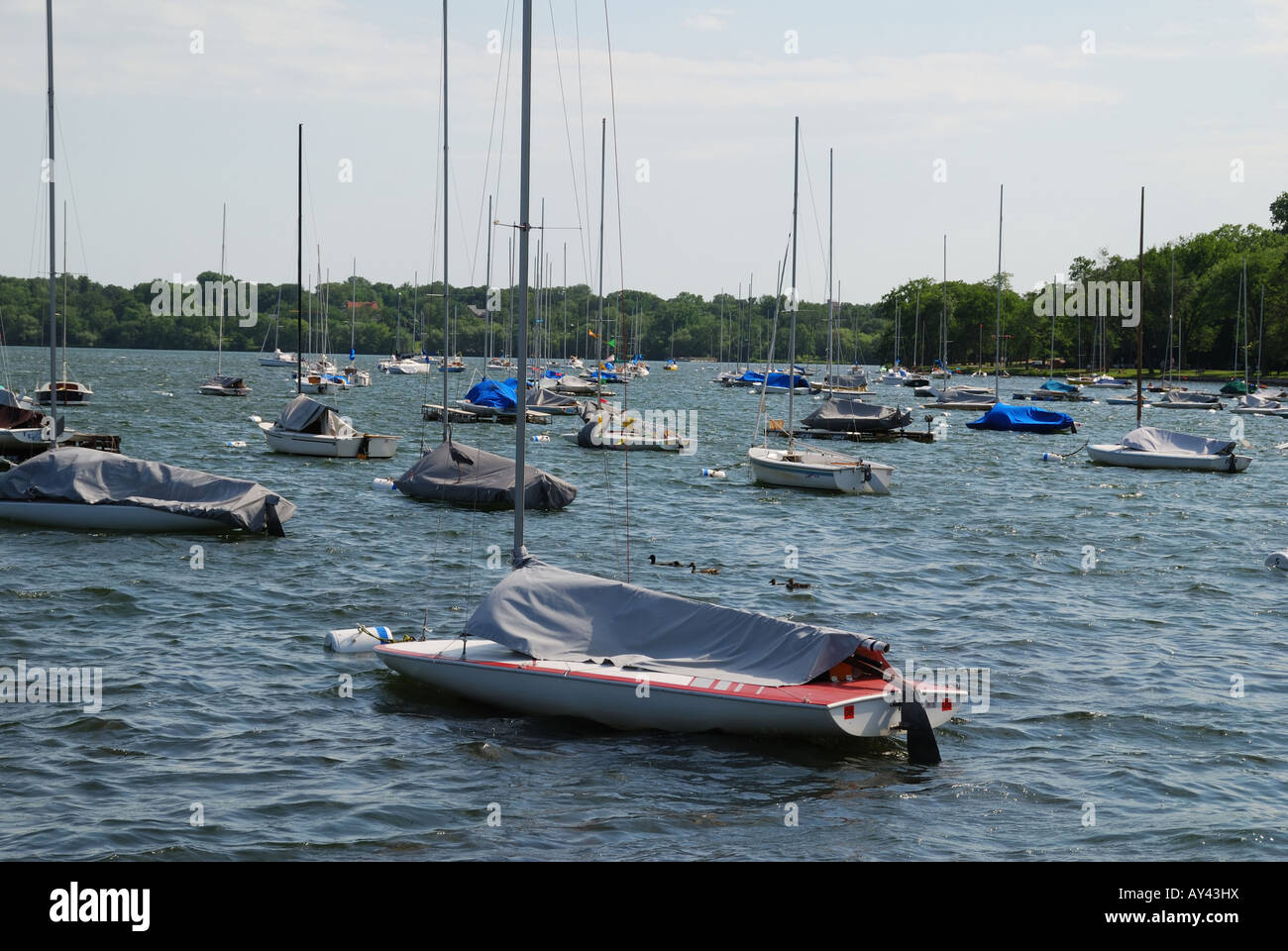Boats on a lake Stock Photo - Alamy