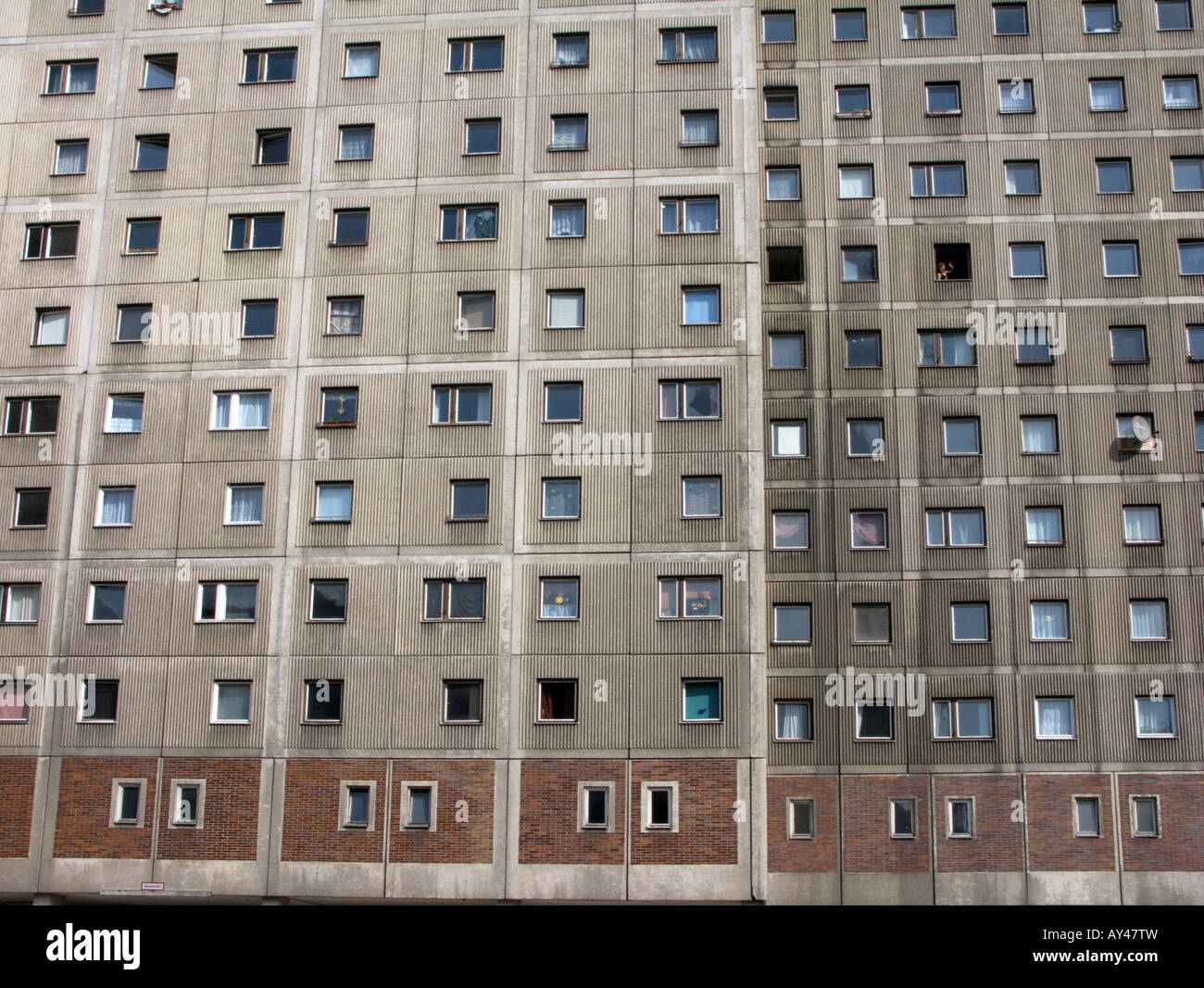 Typical concrete apartment building in former East Berlin at