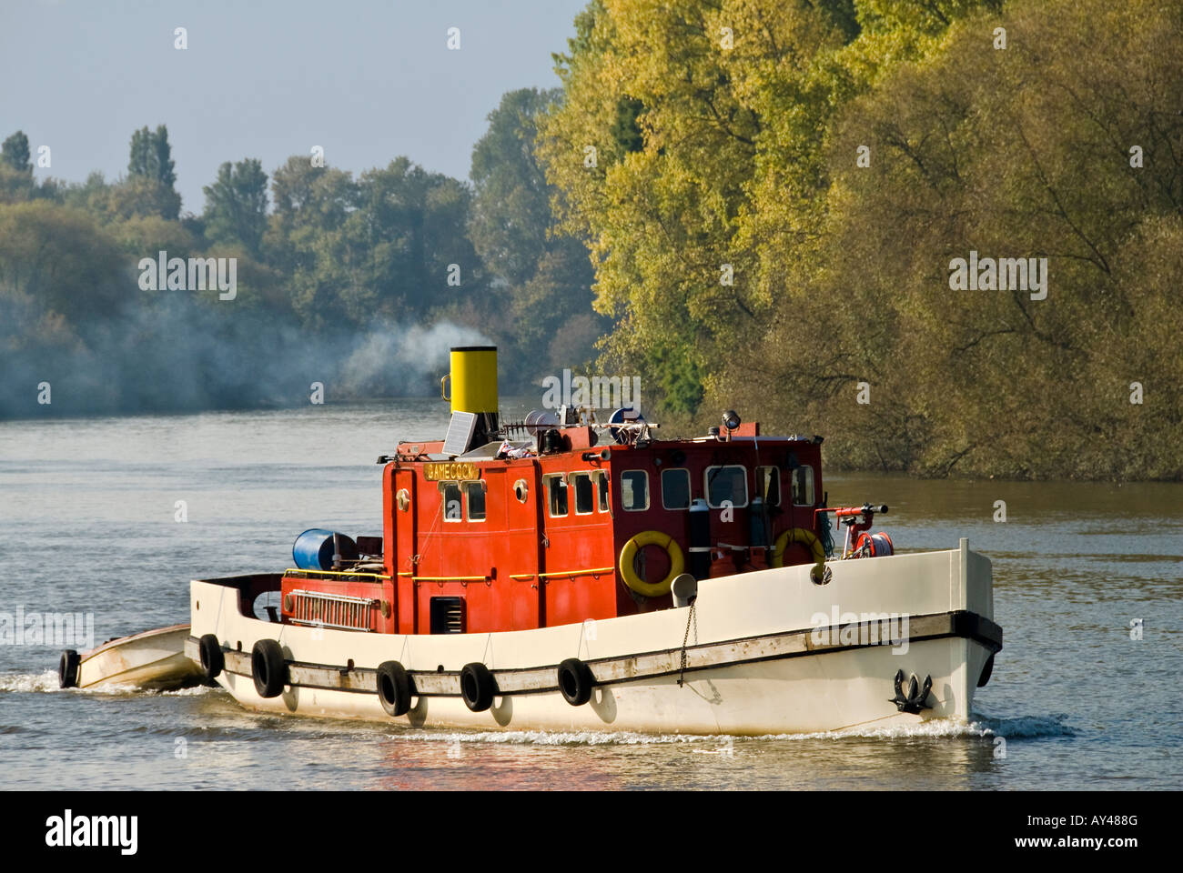 Working steam boat on the Thames Stock Photo
