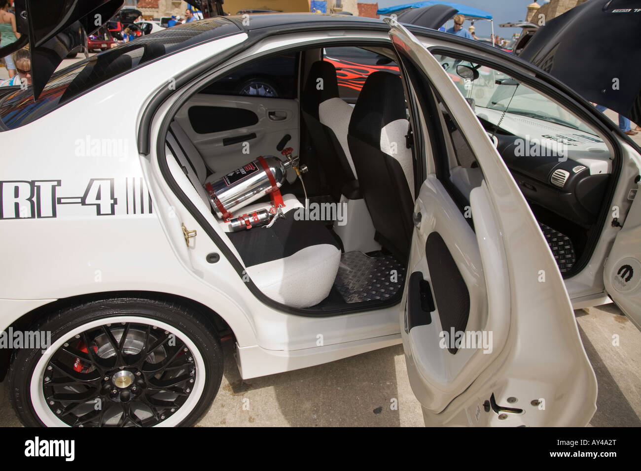 Car show in Daytona Beach; Florida;USA modified cars with large stereo